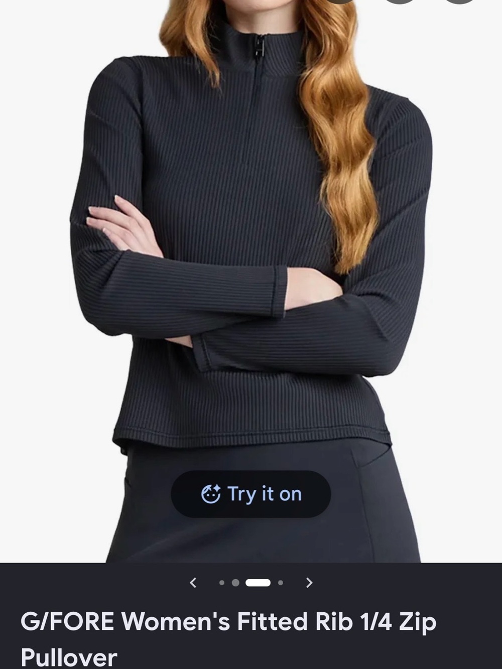 G/FORE Women's Black Ribbed Half-Zip Pullover